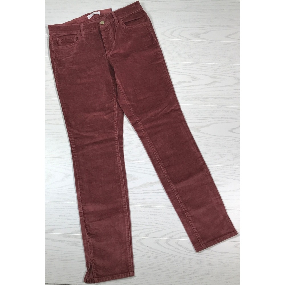 Ann Taylor LOFT Velour Pants 8 Red Skinny Mid Rise Stretch Cotton Blend Jean New